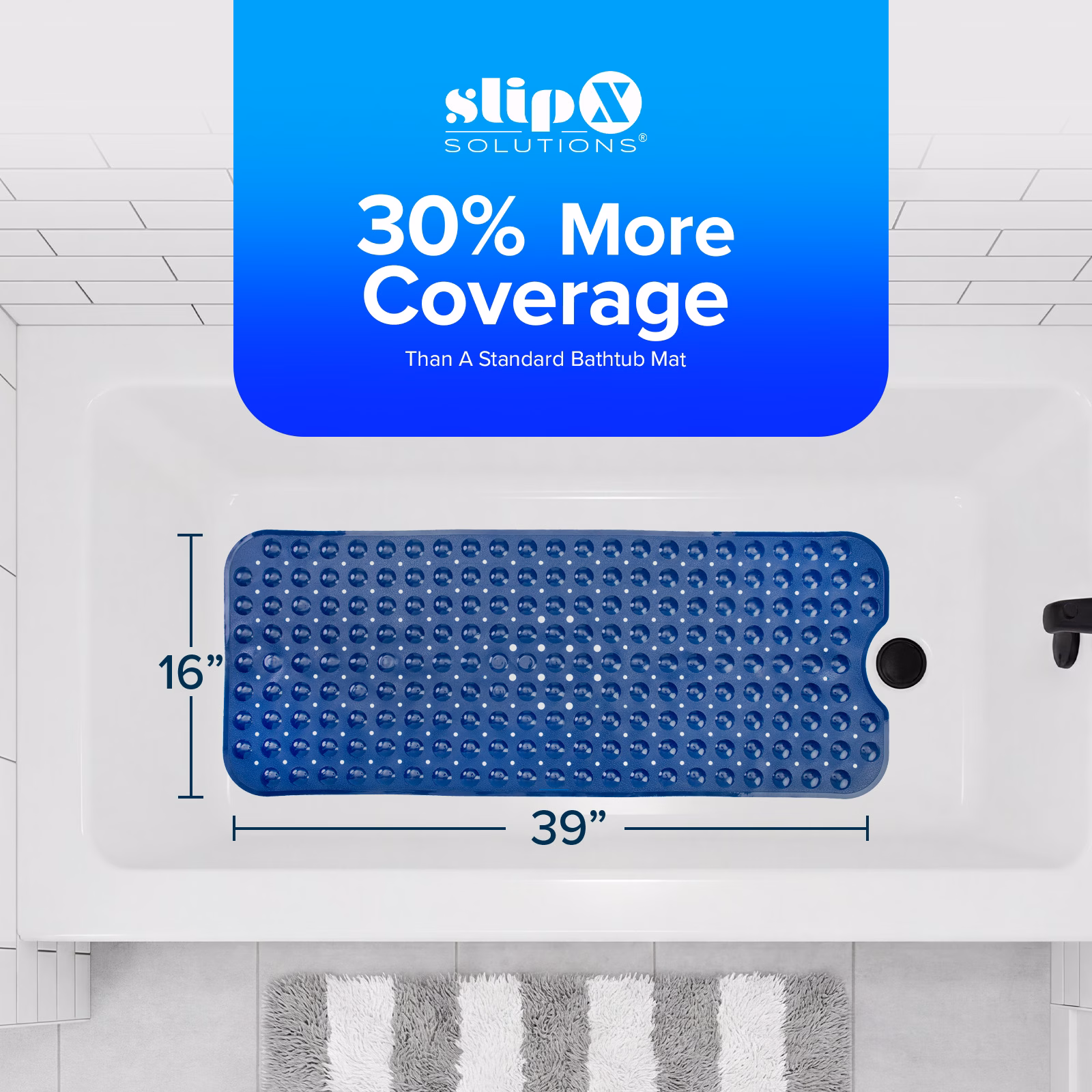thumbnail image 6 of SlipX Solutions Bathtub Mat Non Slip 39 x 16, Extra Long Bathroom Shower Mat, Suction Cups, 6 of 8