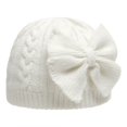 thumbnail image 2 of 0-12 Months Baby Girls Hat Bow Twist Pattern Infant Solid Color Knitted Beanie Cap for Party, 2 of 8