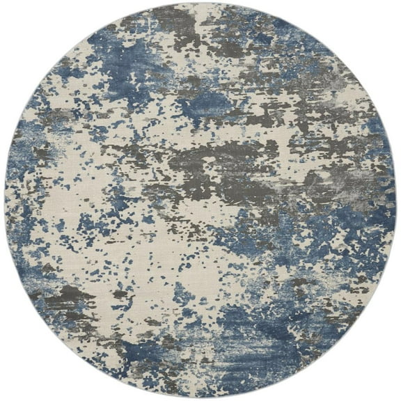 Nourison Rustic Textures Modern Brushstrokes Indoor Area Rug Grey/Blue 7'10" x round