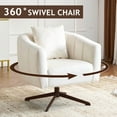 thumbnail image 6 of 360° Swivel Accent Chair, Modern Velvet Fabric Living Room Armchair, Comfy Wide Upholstered with Fluffy Cushion and Metal Legs, Barrel Chairs for Living Room, Lounge, Office Off white, 6 of 17