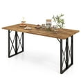 thumbnail image 2 of Gymax 67'' Heavy-Duty Rectangle Table Acacia Wood Dining Table w/ Umbrella Hole Patio, 2 of 4