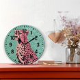 thumbnail image 2 of Yayeee 10" Wall Clock Battery Operated Quartz Round Silent Non-Ticking Home Decor, Big Pink Cheetah, 2 of 6