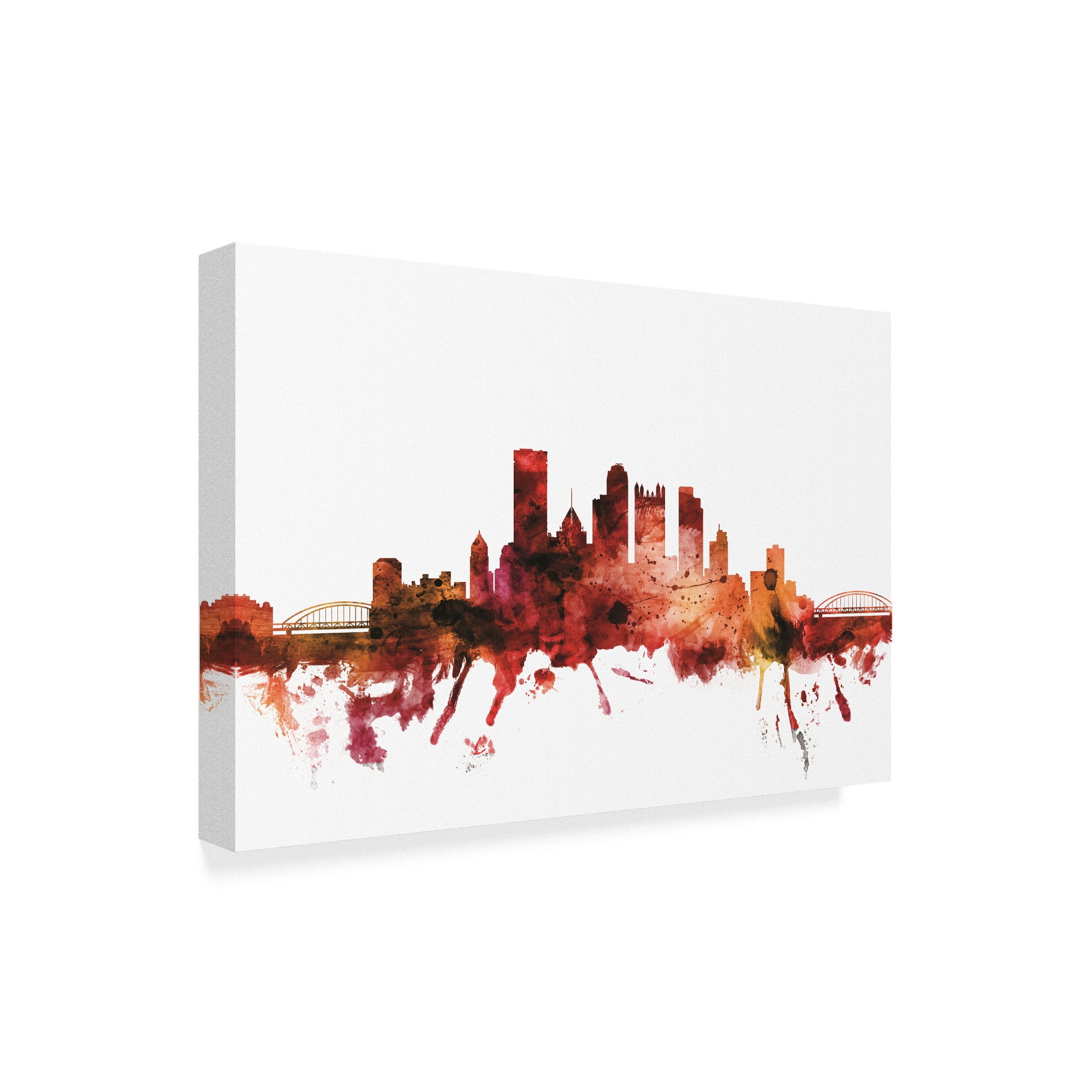 Trademark Fine Art 'Pittsburgh Pennsylvania Skyline Red' Canvas Art by Michael Tompsett