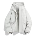 thumbnail image 3 of Windbreaker Jackets for Men Oversized Cargo Multi Pocket Hooded Outdoor Windbreaker Light Water Resistant Street Camping Jacket White M, 3 of 5