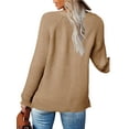 thumbnail image 3 of Seyurigaoka Women Casual Loose Style Sweater, Solid Color Long Sleeve V-neck Knitwear, 3 of 4