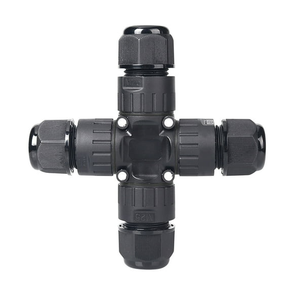Labymos IP68 Waterproof Junction Box Crossed-shape Two Inlet & Two Outlets Outdoor Electrical Cable Connector