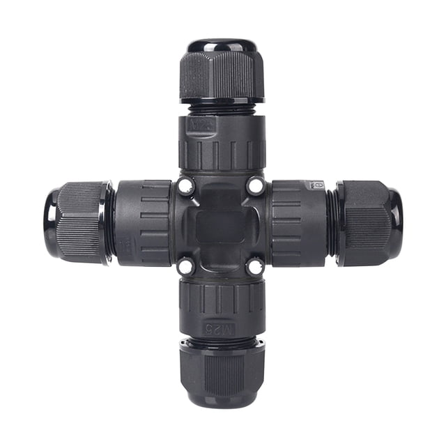 Mistaha IP68 Waterproof Junction Box Crossed-shape Two Inlet & Two Outlets Outdoor Electrical Cable Connector