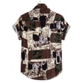 thumbnail image 3 of TIHLMK Mens Tshirts Mens Linen Ethnic Short Sleeve Casual Printing Hawaiian Shirt Blouse T-shirt, 3 of 8