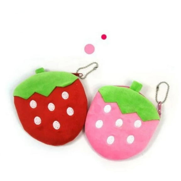 GOOHOCHY Coin Purse Fruit Strawberry Plush Wallet Pocket Mini Pouch Purse (Red)