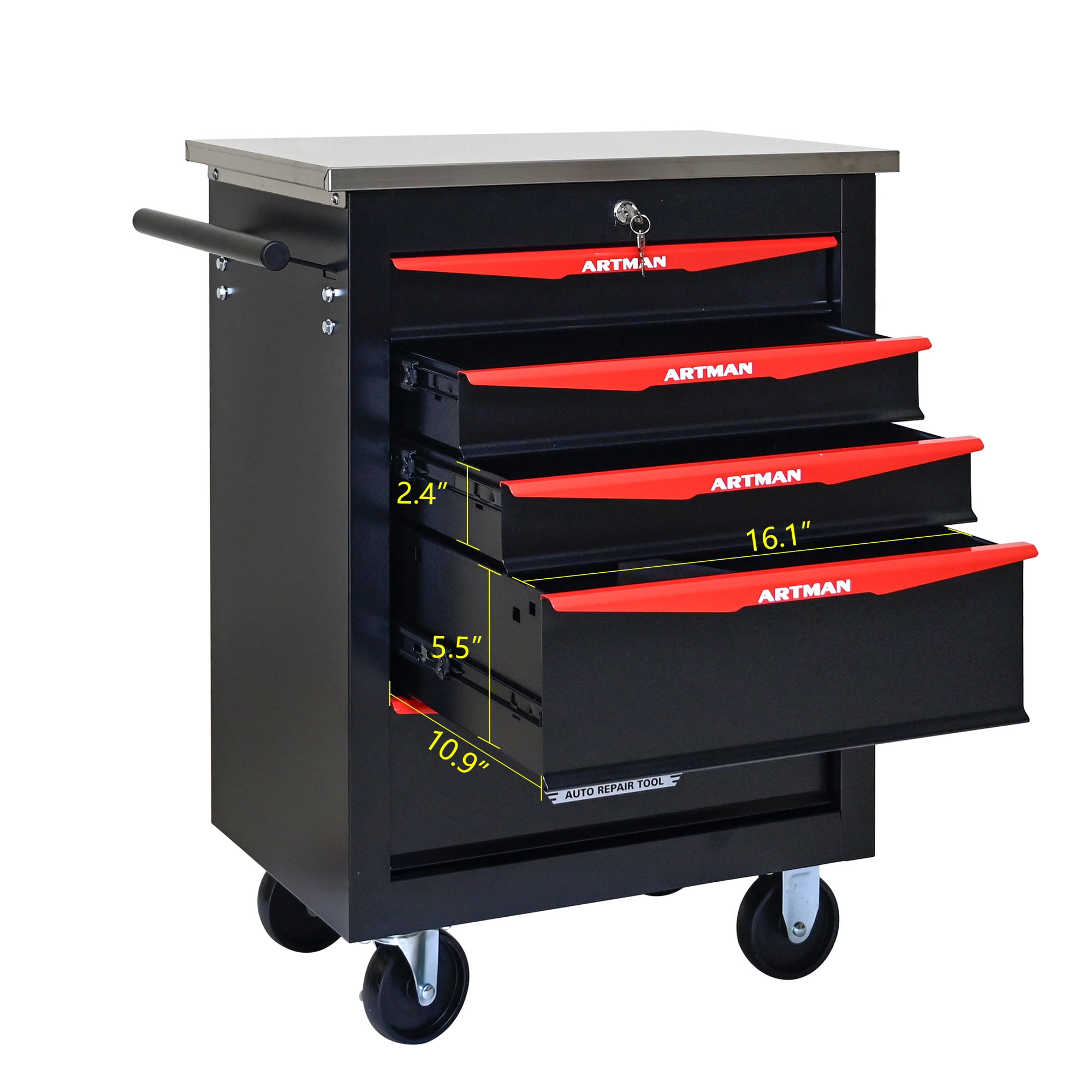 Aukfa Tool Box 5-Drawer Rolling Tool Chest Combination Workbench for Workshop Garage, Black