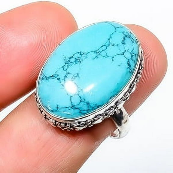 Turquoise 925 Sterling Silver Handmade Ring s.9 TR7508-270, Gemstone Jewelry, Birthday Gift, Christmas Gift