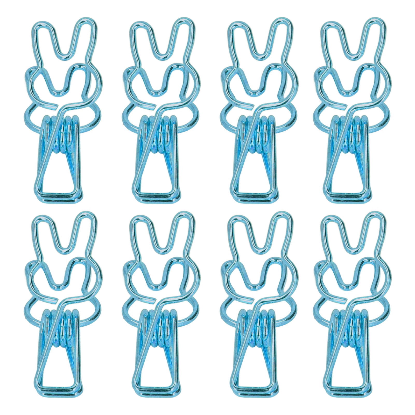 BOKYAN 100Pcs Bunny Binder Clips, Hollow Out Cute Metal Small Paper Clips for Documents, Clothes, Paper, Blue (7.87 inches / 20 cm)
