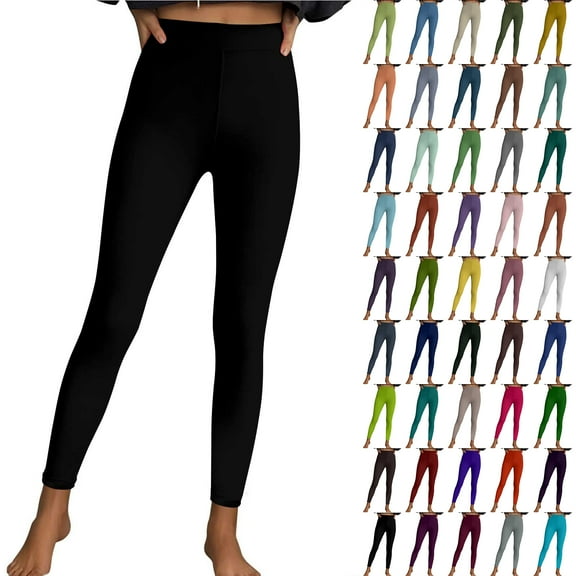 Bloomae Yoga Pants for Women Casual Elastic High Waist Tummy Control Athletic Workout Running Pants Stretch Tights Skinny Leggings Dark Green L