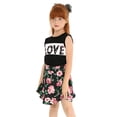 thumbnail image 3 of LittleSpring Big Girls Summer Outfits 2 Pcs Floral Tank Top and Skirt Set Black Size 9-10, 3 of 6