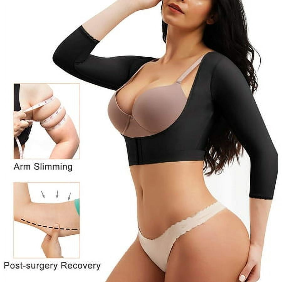 fullness Arm Shaper Humpback Posture Corrector Compression Sleeves Women Tops Slimmer Shapewear, Women's, Size: Large, Black