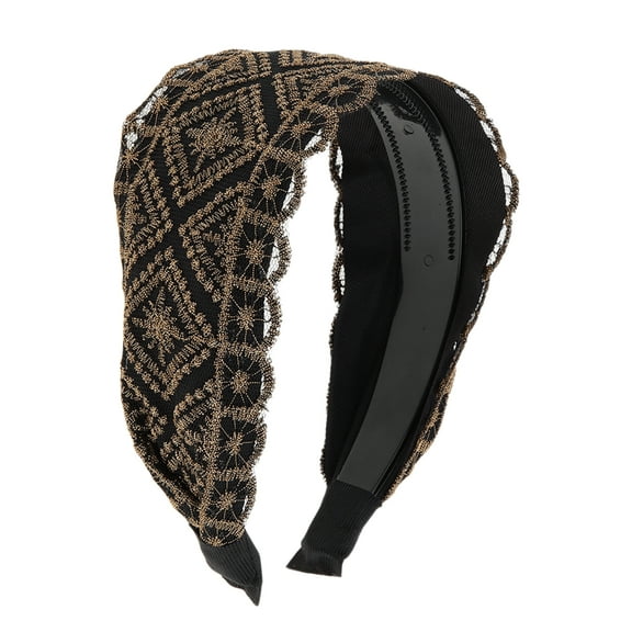 Unique Bargains 1 Pc Embroidered Lace Headband 5.91"x4.33" Black