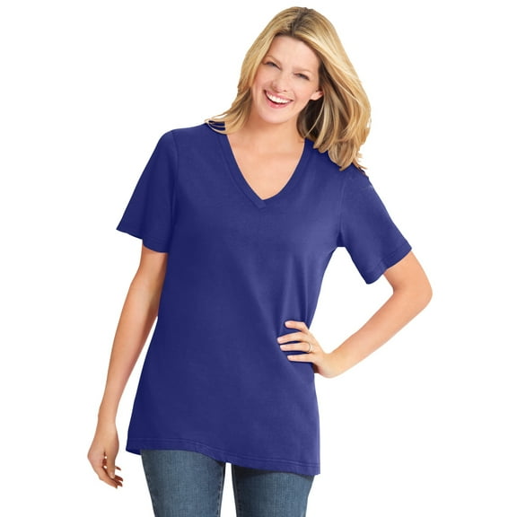Woman Within Plus Size Perfect Short-Sleeve V-Neck Tee (Petite Available)