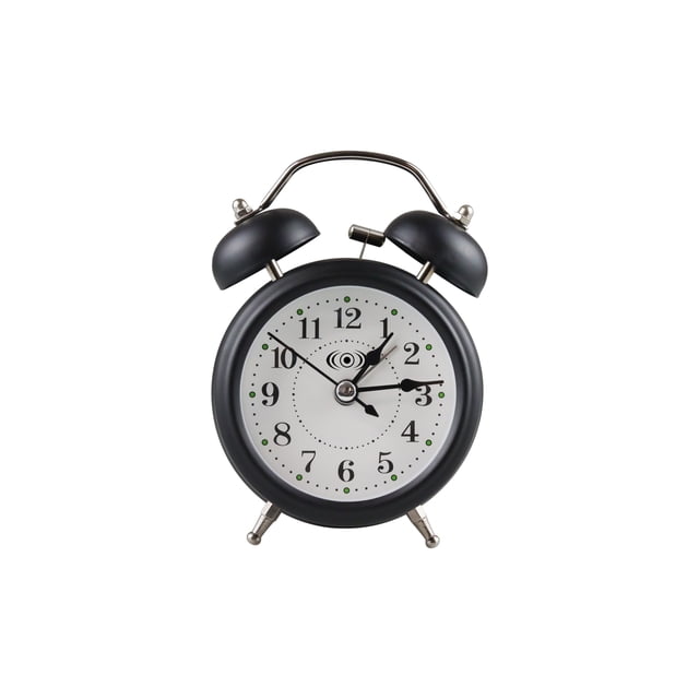 Reloj Despertador Campana Retro Analógico Estilo Vintage Alarma Decorativo Retro Retroiluminación (Negro)