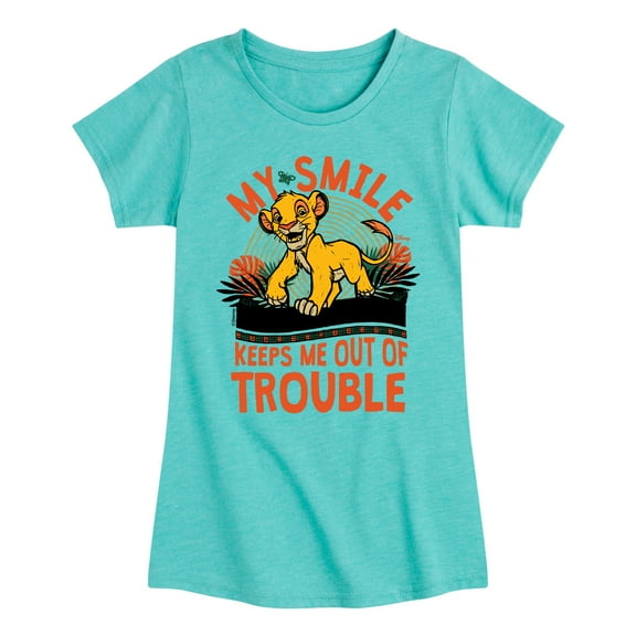 Disney - The Lion King - My Smile Keeps Me Out Of Trouble - Toddler & Youth Girls Raglan Graphic T-Shirt
