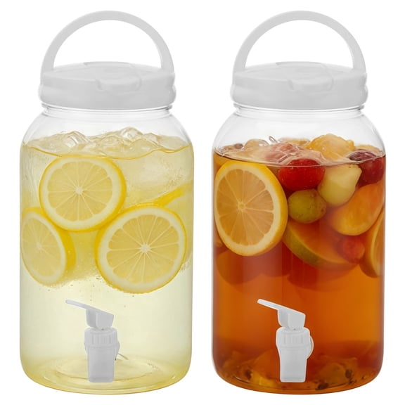 2 Pcs Fridge Drink Dispenser, 1 Gallon Plastic Beverage Dispenser with Spigot, Portable Water Juice Dispenser, Summer Kitchen Fridge Drink Dispenser for Lemonade Juice Tea Beer Cold Water