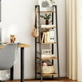 thumbnail image 5 of Freestanding Corner Storage Shelve with 2 Hooks for Home Office - 11.8"D x 13.4"W x 63"H Rustic Brown, 5 of 5