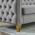 thumbnail image 6 of 82.2-Inch Sectional Sofa, L-Shaped Velvet Corner Sofa Covers with 3 Cushions, Modern Large Sofa Sectional Couch for Living Room Bedroom Apartment, Gray, 6 of 8