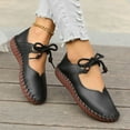 thumbnail image 5 of Miluxas Vintage Slip On Loafers Walking Shoes Retro Soft Comfortable Leather Wide Round Toe Wedge Low Heels Slip On Flats Casual Dress Flats Black 5.5(36), 5 of 9