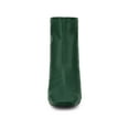 thumbnail image 5 of BLISSFUL STEP Women's Ankle Boots Faux Leather Square Toe Block Heel Zip Up Booties Dark Green 7, 5 of 7