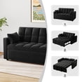 thumbnail image 4 of AENKYO Convertible Pull-Out Loveseat Sleeper Sofa Bed for Living Room, Modern Upholstered Futon in Black, 4 of 7