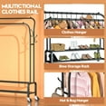 thumbnail image 4 of UNTIMATY Heavy Duty Clothes Rack for Hanging Clothes, Metal Rolling Garment Clothing Racks with Wheels Double-Rod 8 Hangers 2 Shoe Shelves, Black, 4 of 12