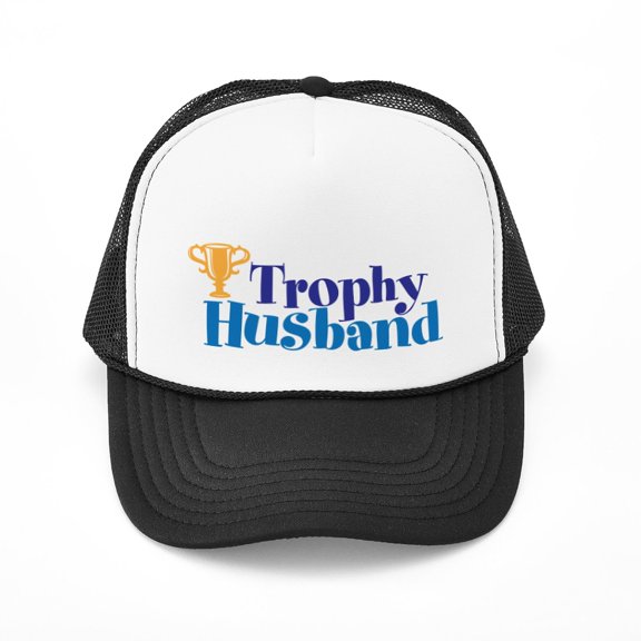 CafePress - Trophy Husband Funny Valentine - Trucker Hat - Polyester Foam Front and Nylon Mesh Weave Back