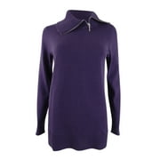 Karen Scott Women's Cotton Zip-Neck Sweater (XS, Purple Dynasty)