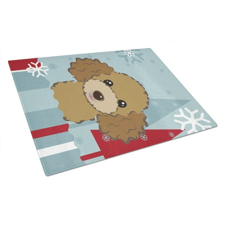 

Caroline s Treasures Winter Holiday Chocolate Brown Poodle Glass Cutting Board Large