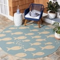 thumbnail image 2 of SAFAVIEH Courtyard Trena Fishes Indoor/Outdoor Area Rug, Aqua/Beige, 6'7" x 6'7" Round, 2 of 9