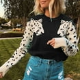 thumbnail image 2 of Sweaters for women Fashion Women Animal Print Patchwork O-Neck Long Sleeve Pullover Loose Sweater christmas sweater women, 2 of 8