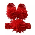 thumbnail image 2 of Baby Girl Net Yarn Flowers Soft Soled Princess Shoes Toddler Soft Sole Walking Shoes Headband Set, 2 of 5