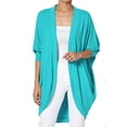 thumbnail image 1 of TheMogan Women's PLUS Draped Jersey Knit 3/4 Sleeve Oversized Open Front Cardigan, 1 of 7