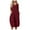 Wine, variant on Summer Dress Saving! Jerdar Dress for Women Solid Leisure Pockets Button Cotton Linen Round-Neck Sleeveless Dress Black XL