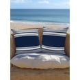 thumbnail image 5 of Outdoor Pillows Waterproof, Navy Blue Striped Throw Pillows with Inserts Included, Modern Color Block Farmhouse Stripes Indoor Outdoor Decorative Lumbar Pillow for Bed/Couch/Patio 18"x18", 2Pcs, 5 of 8