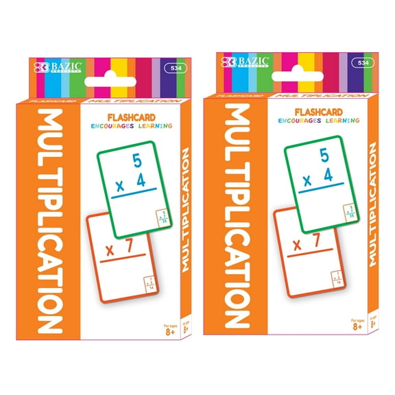 BAZIC Multiplication Flash Cards, Numbers Elementary Math Flashcards Game (36/Pack), 2-Packs