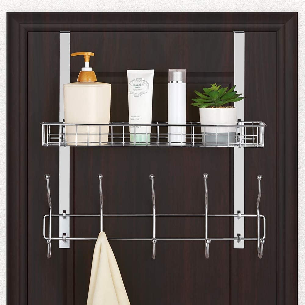 NEX 1-Shelf Over-the-Door Organizers with Mesh Bathroom Towel Hanging Rack, Chrome