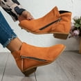 thumbnail image 4 of KIJBLAE Women's Suede Ankle Boots Side Zipper Low Heel Booties Comfortable Block Heel Dress Shoes Fall Winter Shoes Orange 37, 4 of 5