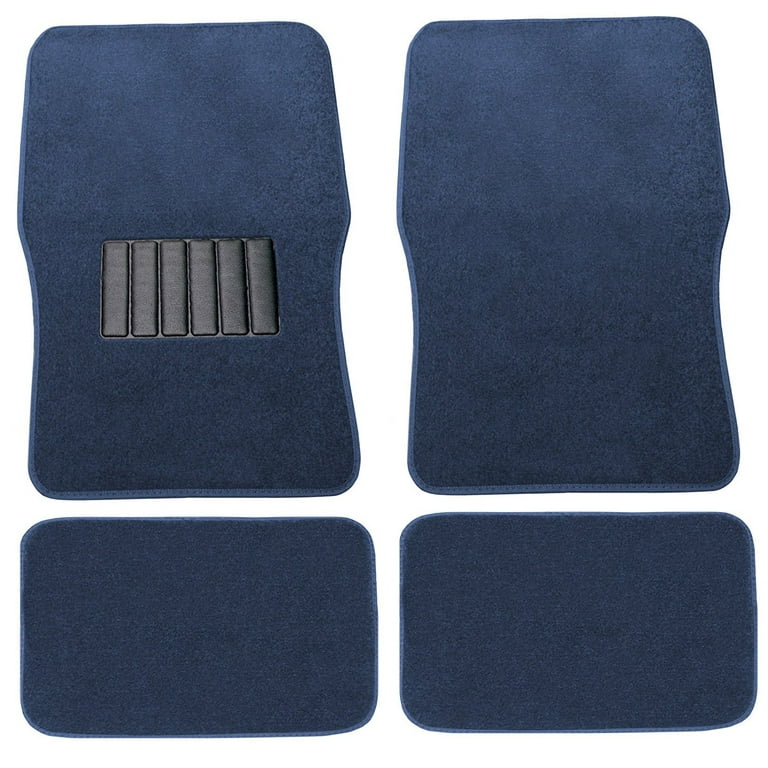 Premium Car Floor Mats Carpet Solid Blue 4pc Front Rear For