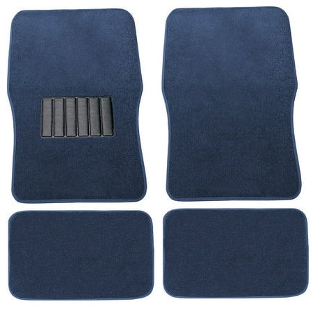 Premium Car Floor Mats Carpet Solid Blue 4pc Front Rear For