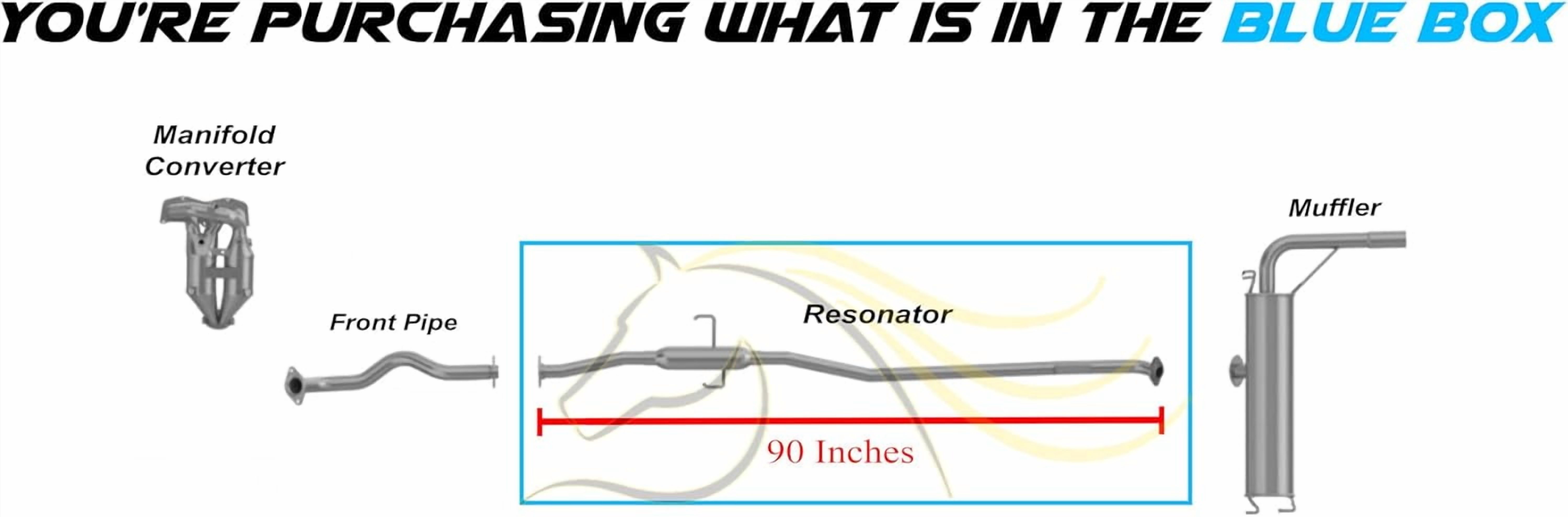 Stainless steel Exhaust Resonator pipe with Hangers and Bolts compatible with 2001-03 RAV4