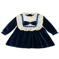 thumbnail image 1 of Robe de Noël en Velours pour Bébé Fille, Col à Volants Manches Longues Nœud devant Robe Princesse Ligne A, 1 of 7
