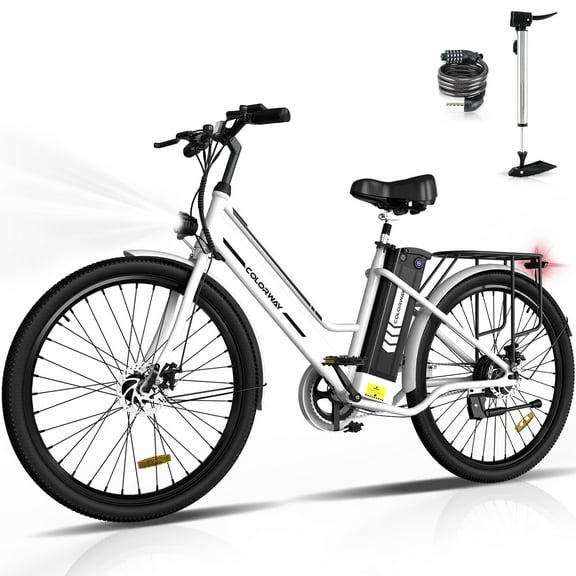 COLORWAY 26" Electric Bike for Woman, 500W Powerful Motor, 36V 12AH Removable Battery E Bike, , Max. Speed 19.9MPH Electric Bicycle UL2849