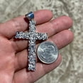 thumbnail image 2 of Men's Real Solid 925 Sterling Silver Large Nugget Cross Hip Hop Jewelry Charm Pendant, 2 of 9