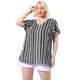 thumbnail image 4 of Women's Plus Size Blouses Ruffle Sleeve Loose Stripe Tops Black 1X, 4 of 7