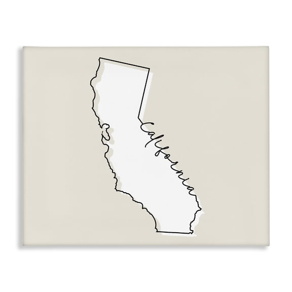 Stupell Industries Modern California Home State Map Neutral Print Design Canvas Art, 30 x 24, by Lil' Rue